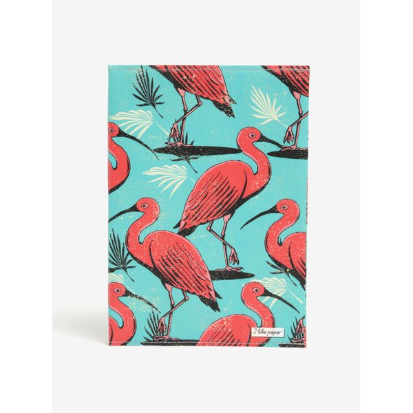 Carnetel A5 handmade turcoaz cu print flamingo - I Like Paper A5