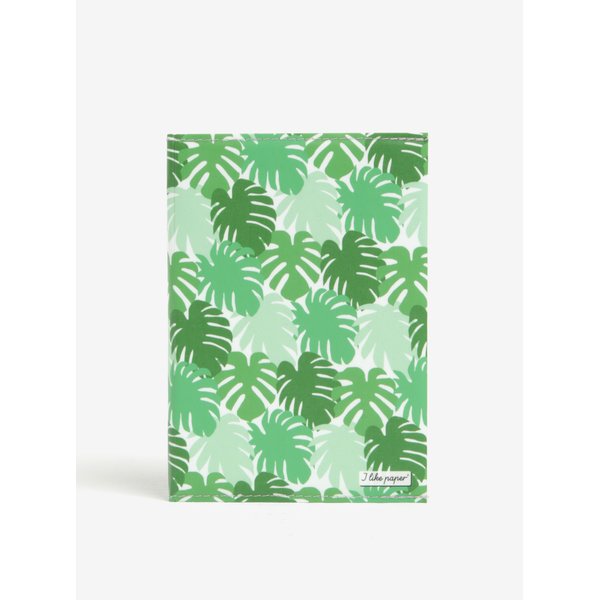 Carnetel A6 handmade verde cu print frunze - I Like Paper A6