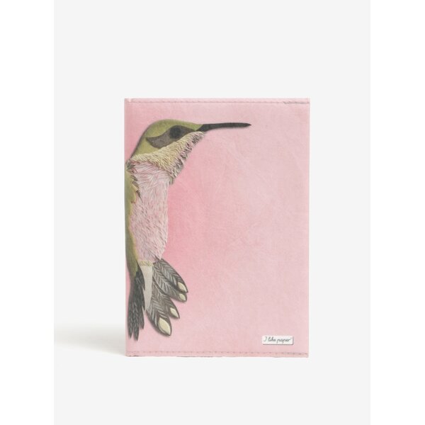 Carnetel A6 handmade roz cu print pasare - I Like Paper A6 Carnetel A6 handmade roz cu print pasare - I Like Paper A6