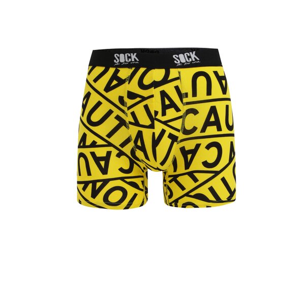 Boxeri galbeni cu print si talie elastica cu logo - Sock It to Me Caution Tape