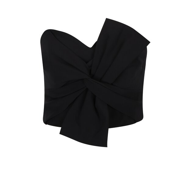 Crop top negru cu funda decorativa Miss Selfridge