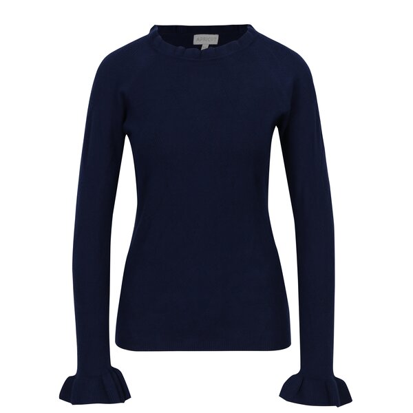 Pulover tricotat albastru cu volane discrete - Apricot Pulover tricotat albastru cu volane discrete - Apricot