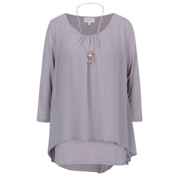 Bluza gri deschis cu slit si lant cu pandantiv - Apricot