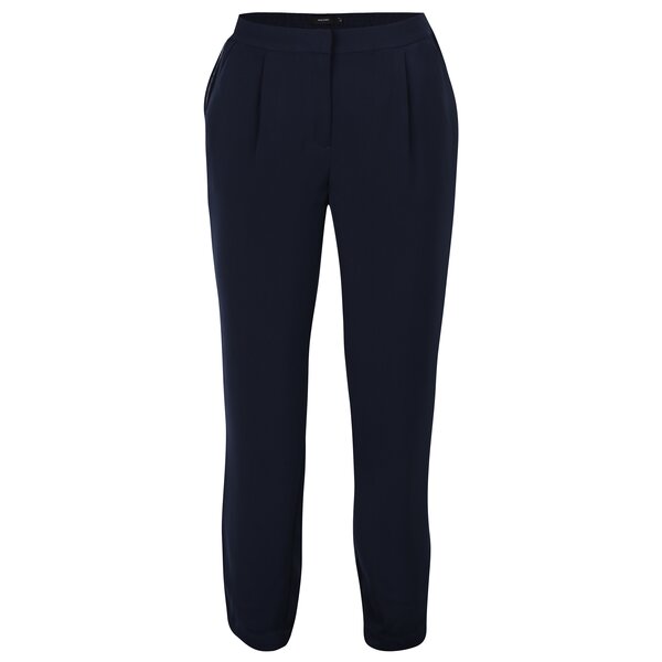 Pantaloni bleumarin cu talie inalta si aplicatie laterala VERO MODA Adrianne