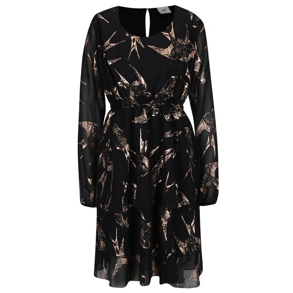 Rochie neagra cu print pentru femeile insarcinate - Mama.licious Bird
