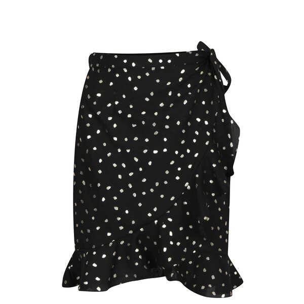 Fusta suprapusa negru&auriu cu volane si print buline VERO MODA Henna