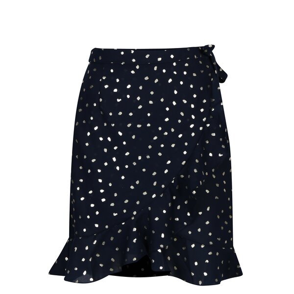 Fusta suprapusa bleumarin&auriu cu volane si print buline VERO MODA Henna