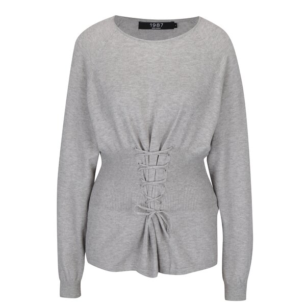 Pulover gri deschis cu aplicatie tip corset VERO MODA Oria