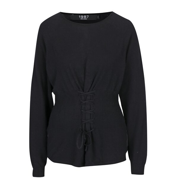 Pulover negru cu aplicatie tip corset VERO MODA Oria