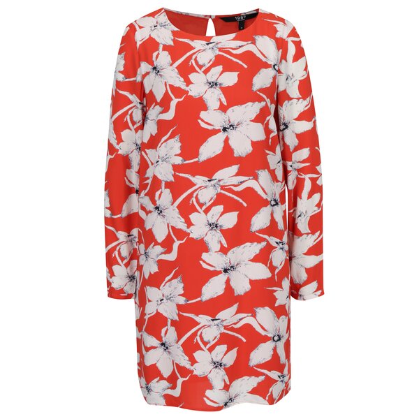 Rochie dreapta portocalie cu print floral VERO MODA July