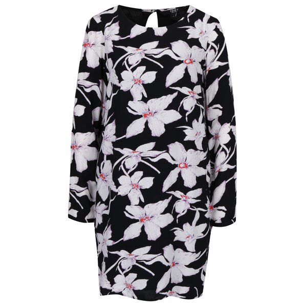 Rochie dreapta neagra cu print floral VERO MODA July