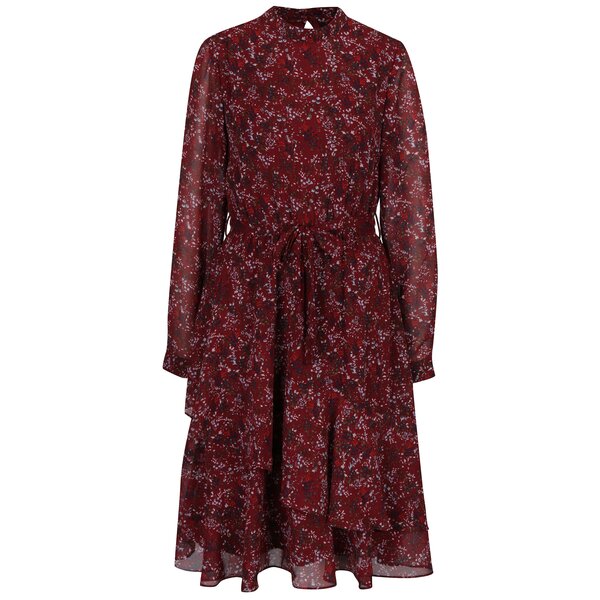 Rochie bordo cu print floral si maneci transparente VERO MODA Camille