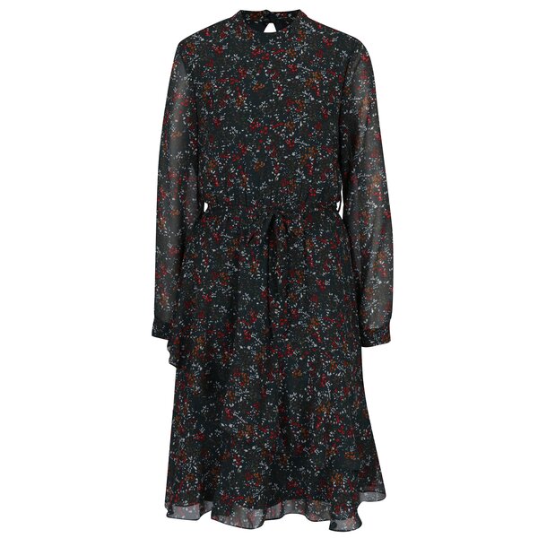 Rochie verde cu print floral si maneci transparente VERO MODA Camille
