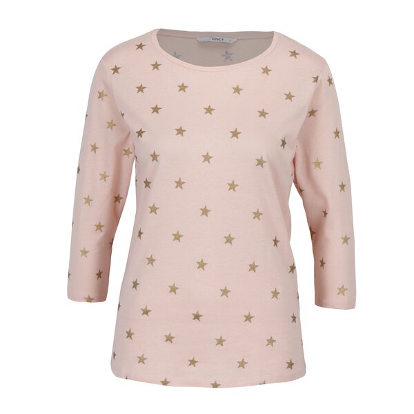 Bluza roz pal&auriu cu print stele ONLY Bone