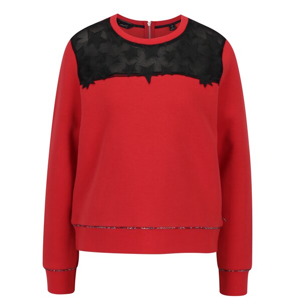 Bluza sport rosie cu aplicatie din plasa si stele brodate - Scotch & Soda