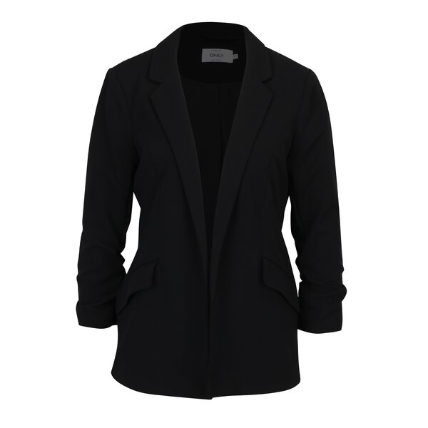 Sacou negru cu revere si maneci 3/4 usor incretite - ONLY Diana
