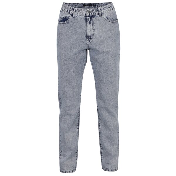 Blugi mom bleumarin cu efect prespalat si talie inalta VERO MODA Nineteen