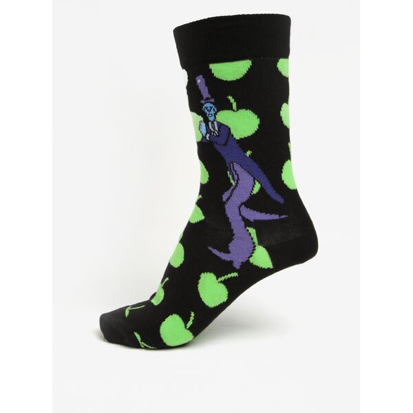 Sosete unisex verde & negru cu print - Happy Socks Apples