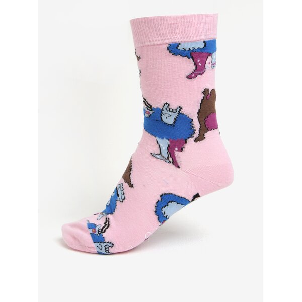 Sosete roz unisex cu print - Happy Socks Glove Chief
