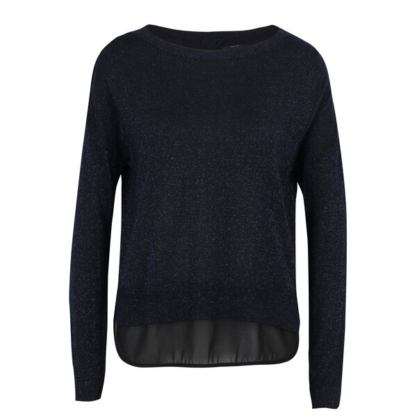 Pulover bleumarin cu fir metalic si decupaj la spate cu funda ONLY Shen