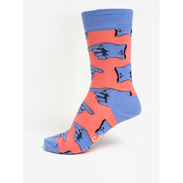 Sosete roz & albastru cu print pentru femei - Happy Socks Glove