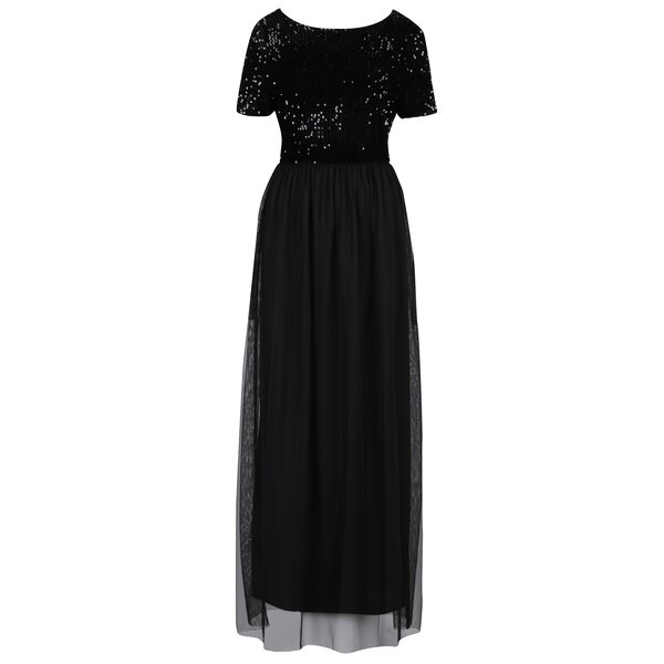 Rochie maxi neagra cu tul si paiete ONLY Confidence