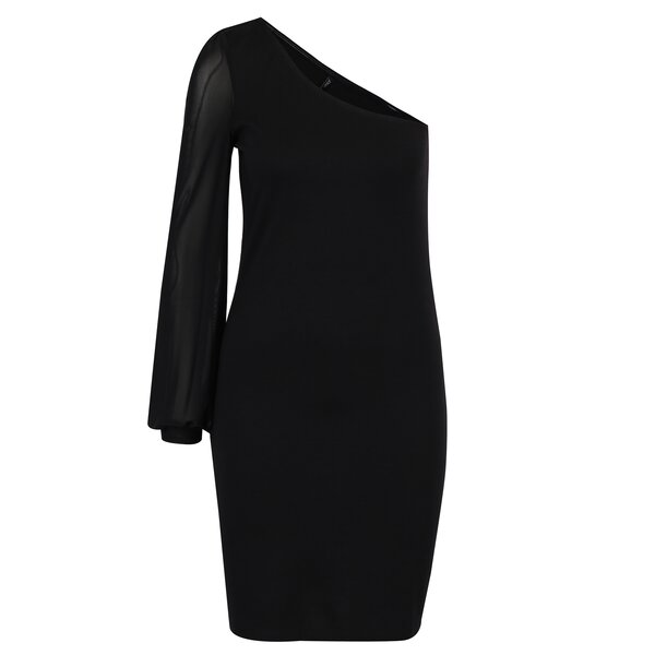 Rochie neagra asimetrica cu maneca transparenta ONLY Victoria