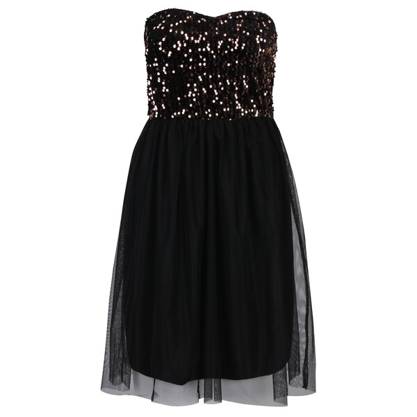 Rochie negru&bronz cu paiete si tul ONLY Confidence