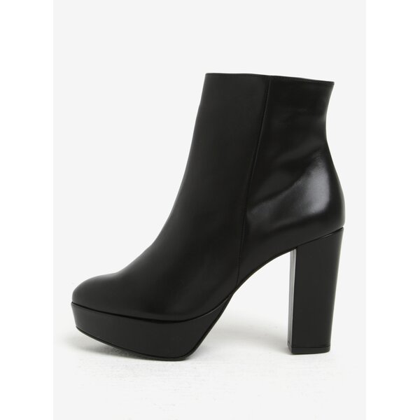 Botine negre din piele cu toc si platforma - Högl