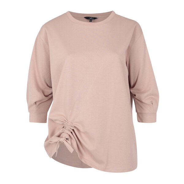 Bluza roz prafuit cu maneci 3/4 si tiv incretit si asimetric - Ulla Popken
