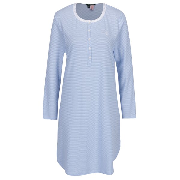Camasa de noapte alb & bleu cu print in dungi - Ralph Lauren Henley
