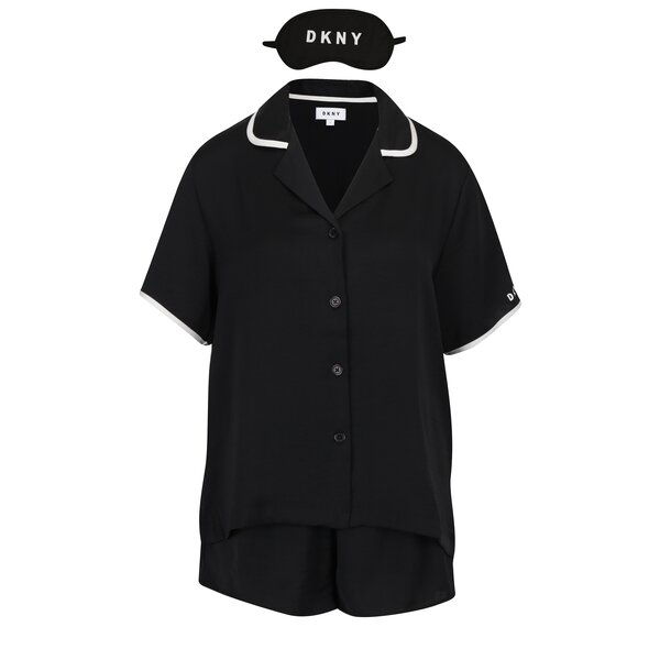 Pijama neagra cu masca de dormit - DKNY