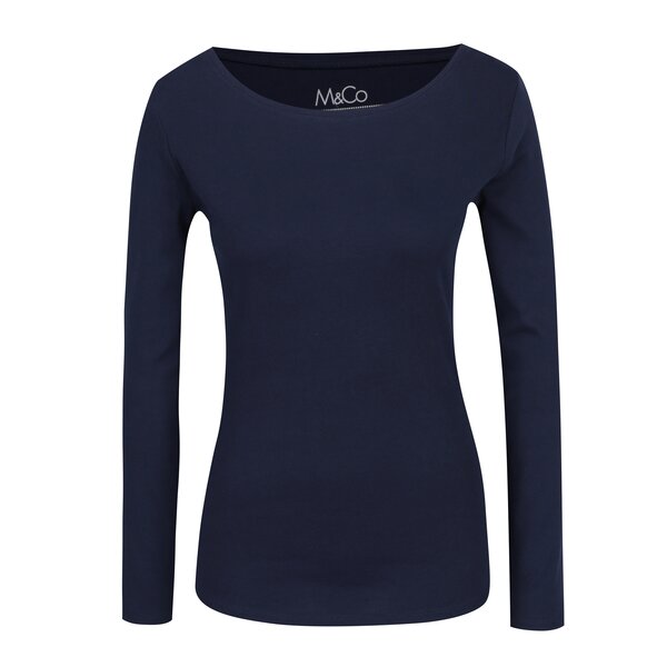 Bluza basic bleumarin cu decolteu rotund M&Co