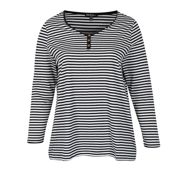 Bluza neagra cu dungi albe din bumbac - Ulla Popken