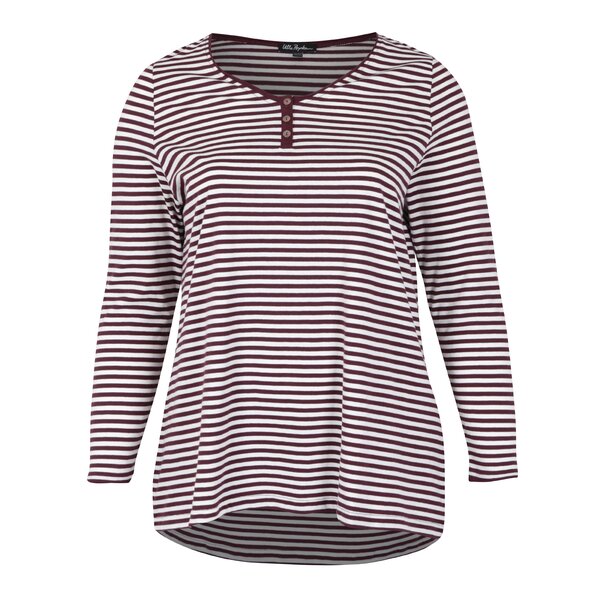 Bluza cu dungi bordo & alb din bumbac - Ulla Popken