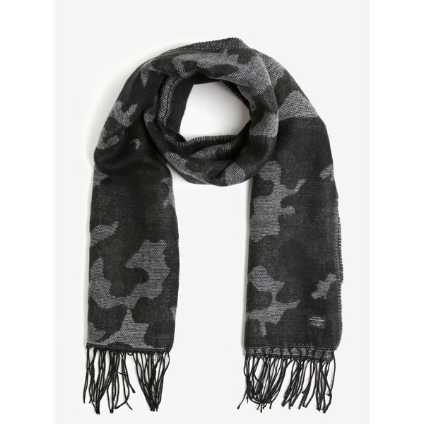Fular gri cu franjuri si print camuflaj Jack & Jones Originals Trenton
