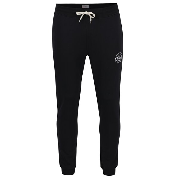 Pantaloni sport negri cu print text Jack & Jones Originals Softneo