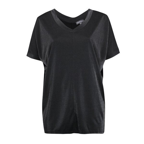 Tricou oversized negru cu aspect metalic - Ulla Popken
