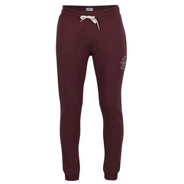 Pantaloni sport bordo cu print text Jack & Jones Originals Softneo