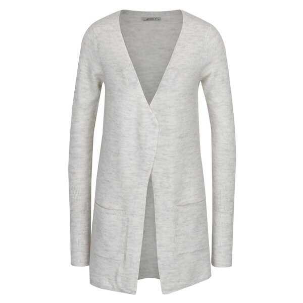 Cardigan lung alb prafuit cu buzunare - Haily´s Babsi