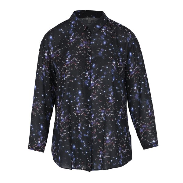 Camasa neagra translucida cu print festiv - Ulla Popken