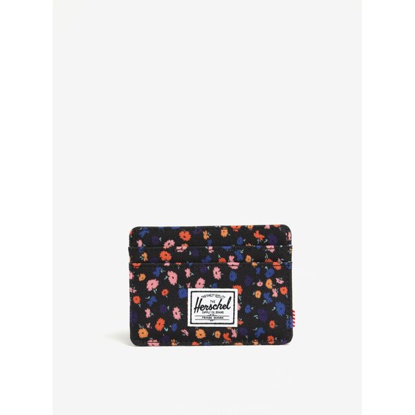 Portofel negru cu print floral si tehnologie anti-furt Herschel Charlie