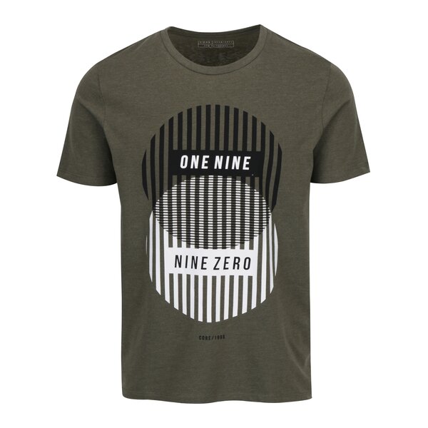 Tricou kaki cu print text Jack & Jones Core Booster