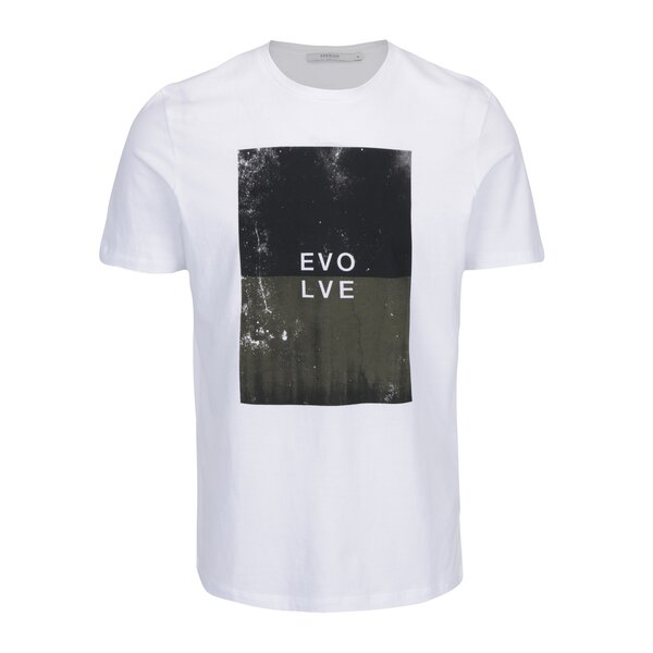 Tricou alb&negru cu print text Jack & Jones Premium Arnos