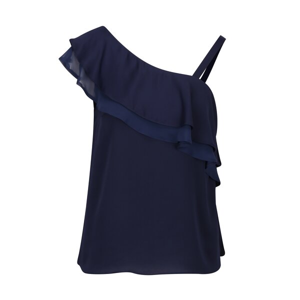 Bluza bleumarin cu decolteu pe umar si volanase - Dorothy Perkins