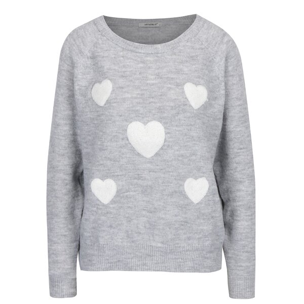 Pulover gri cu model inimi - Haily´s Emma