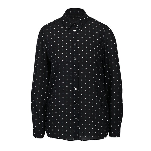 Camasa neagra cu buline si maneci ajustabile - Dorothy Perkins