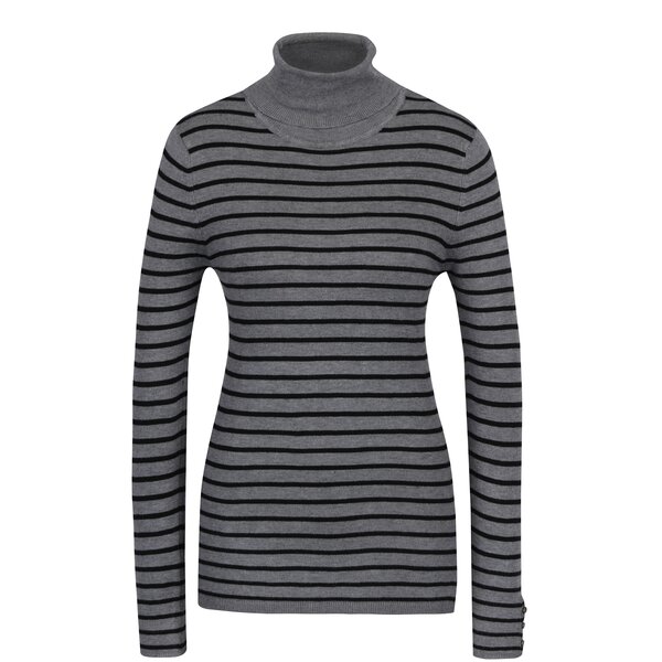 Bluza gri & negru cu model in dungi si guler inalt - Haily´s Ida