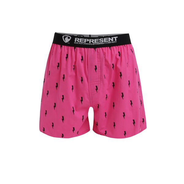 Boxeri roz cu print si talie elastica cu logo - Represent Mike Flash & Thunder