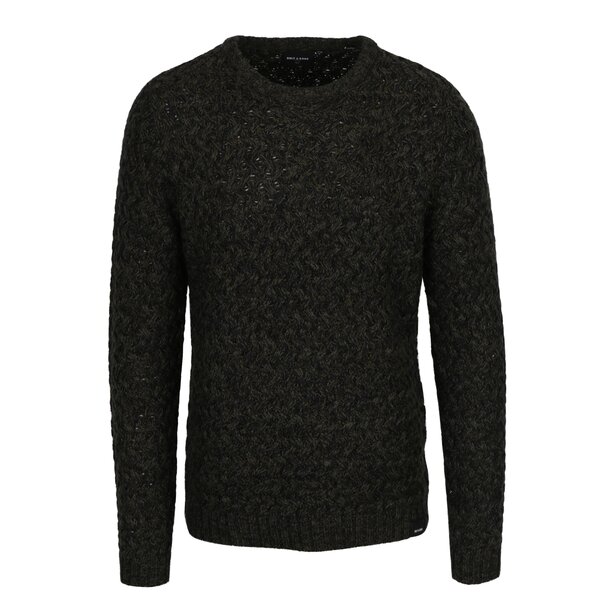 Pulover verde inchis melanj cu model zig zag ONLY & SONS Odin
